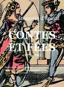 Illustration détaillée d'un prince et d'une princesse médiévaux tirée de « Imagerie d'Epinal - Contes et Fées (2e partie). » Le prince semble présenter quelque chose à la princesse.