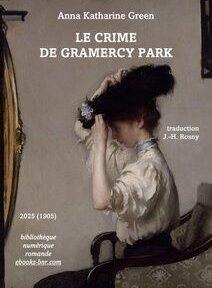 Une femme en tenue édouardienne ajuste un grand chapeau noir devant un miroir. Le titre du livre 